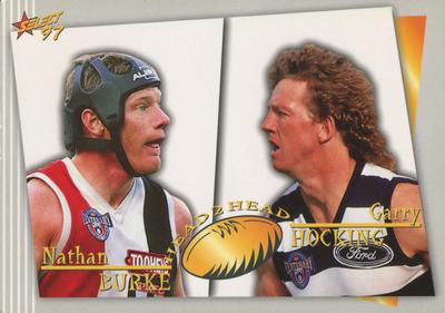 1997 Select AFL Ultimate Series - Head 2 Head Jumbos #NNO Nathan Burke / Garry Hocking Front